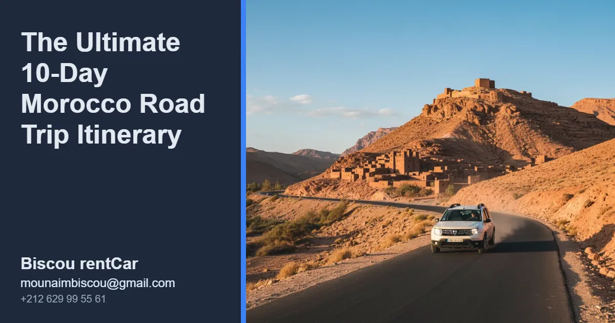 A Dacia Duster SUV driving on a mountain pass during a Morocco road trip, showcasing the ideal car rental for an adventure through the country's diverse landscapes.