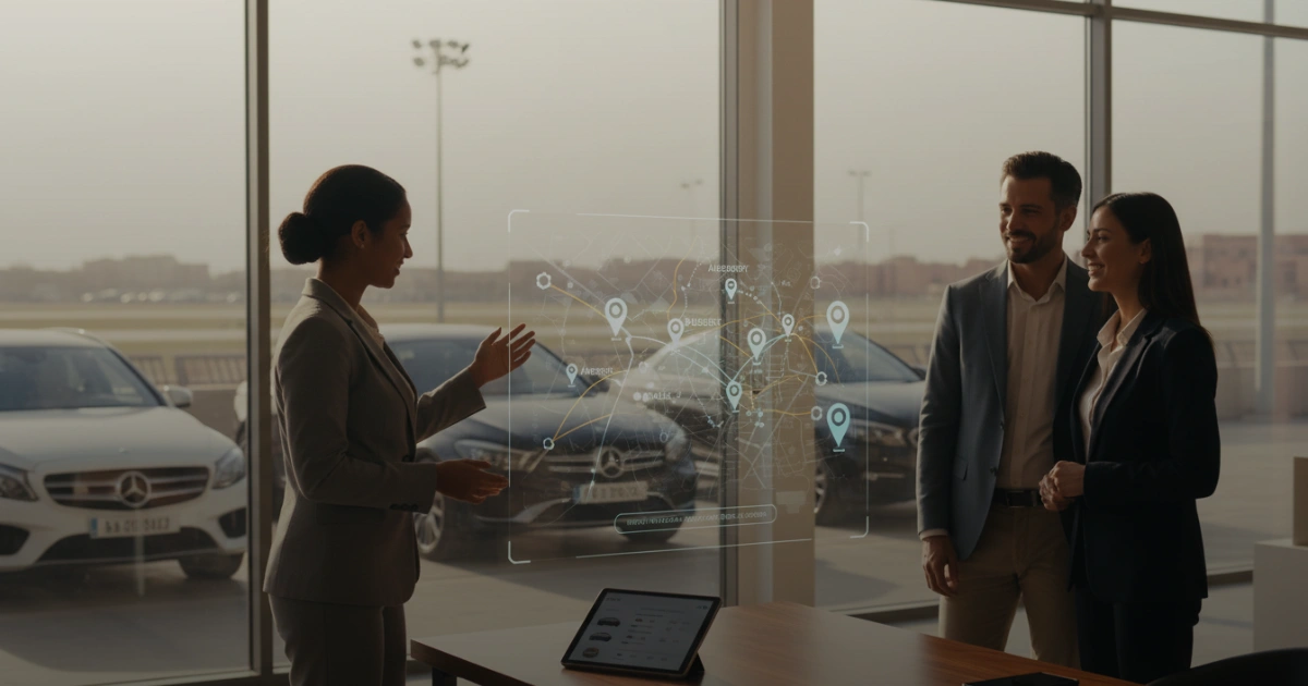 Location voiture Marrakech Aéroport par Biscou Rent Car : service premium et rapide devant le terminal moderne.